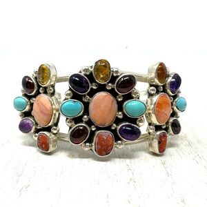 L BENNET Navajo multi-stone sterling silver cuff, 41.3g